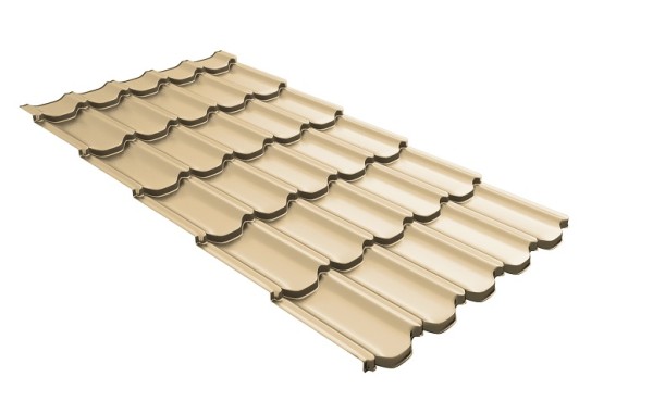 Металлочерепица квинта плюс с 3D резом 0,45 PE RAL 1014 слоновая кость купить в Красном Холме