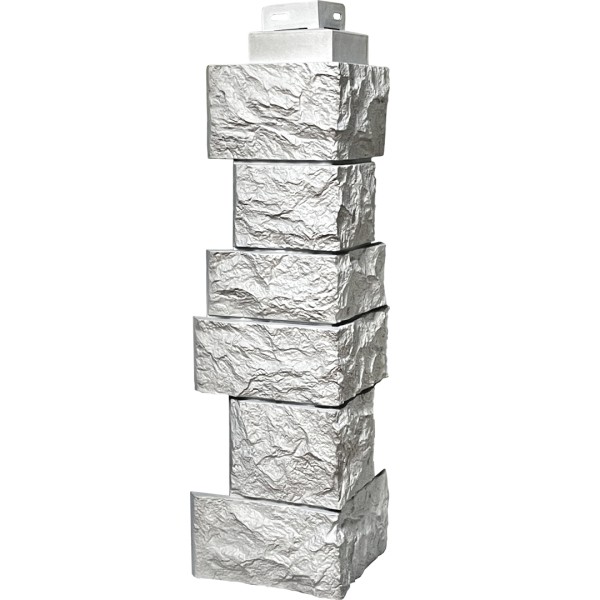 Цокольный сайдинг FineBer – Серия “Дикий камень”, Угол наружный, Мелованный белый купить в Красном Холме