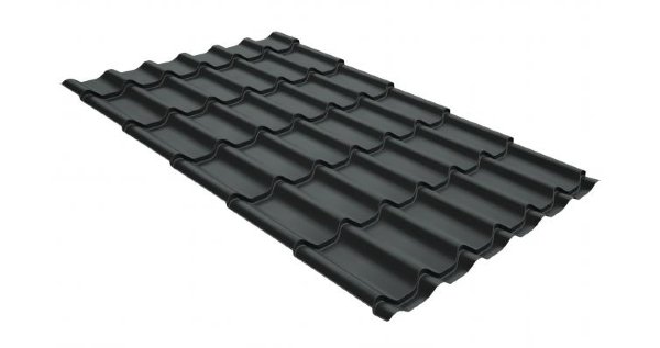 Металлочерепица классик GL 0,5 GreenCoat Pural Matt RR 23 темно-серый (RAL 7024 мокрый асфальт) купить в Красном Холме