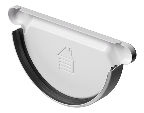 Заглушка желоба D125 Döcke STAL PREMIUM Пломбир, (RAL 9010) купить в Красном Холме