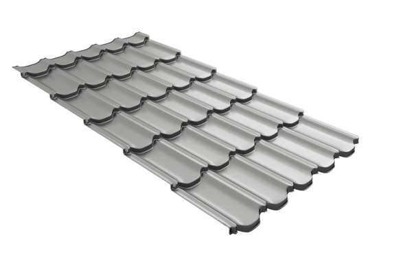 Металлочерепица квинта плюс с 3D резом 0,45 PE RAL 9006 бело-алюминиевый купить в Красном Холме