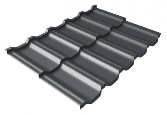 Металлочерепица модульная Квинта Uno Grand Line c 3D резом 0,5 Satin Мatt RAL 7024 мокрый асфальт купить в Красном Холме