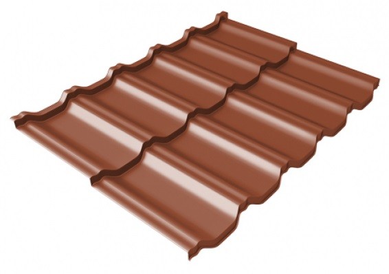 Металлочерепица модульная Квинта Uno Grand Line c 3D резом 0,5 Satin Мatt RAL 8004 терракота купить в Красном Холме