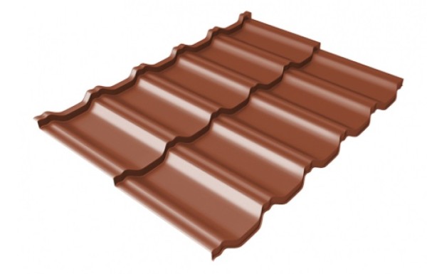 Металлочерепица модульная Квинта Uno Grand Line c 3D резом 0,45 PE RAL 8004 терракота купить в Красном Холме