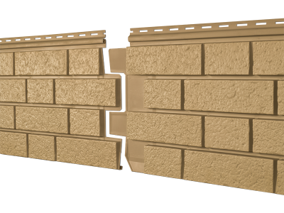 Фасадная панель Ю-пласт Стоун Хаус S-Lock Клинкер горчичный