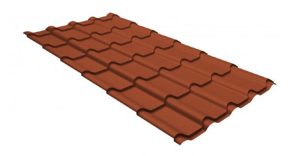 Металлочерепица камея GL 0,5 GreenCoat Pural RR 750 кирпично-красный (RAL 8004 терракота) купить в Красном Холме