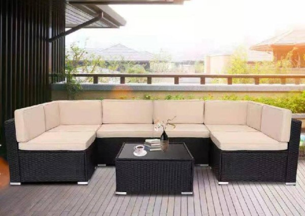 Диван-Трансформер AFINA модульный плетеный из иск. ротанга YR822_Black/Beige купить в Красном Холме