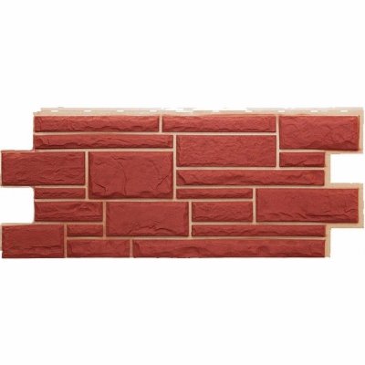 Фасадная панель Техоснастка, Камень Дикий, Красный