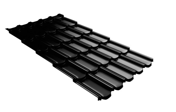 Металлочерепица квинта плюс с 3D резом 0,5 GreenСoat Pural Matt RR 33 черный (RAL 9005 черный) купить в Красном Холме