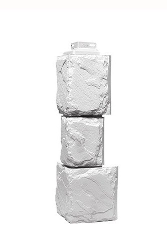 Угол Фасайдинг Серия «Камень крупный»  Мелованный белый купить в Красном Холме