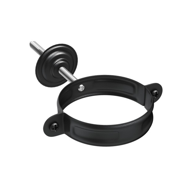 Водосток Aquasistem, система 125x90 - Комплект крепления трубы RAL 9005 Чёрный купить в Красном Холме