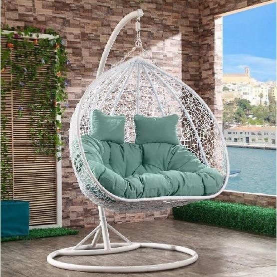 Кресло Подвесное из искусственного ротанга AFM-109A White/Green купить в Красном Холме