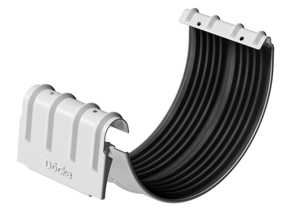 Соединитель желобов D125 Döcke STAL PREMIUM Пломбир, (RAL 9010) купить в Красном Холме