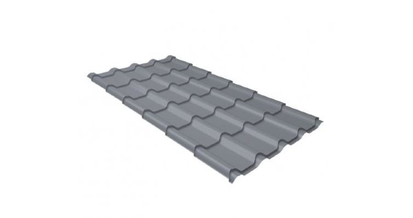 Металлочерепица камея 0,45 PE RAL 9006 бело-алюминиевый купить в Красном Холме